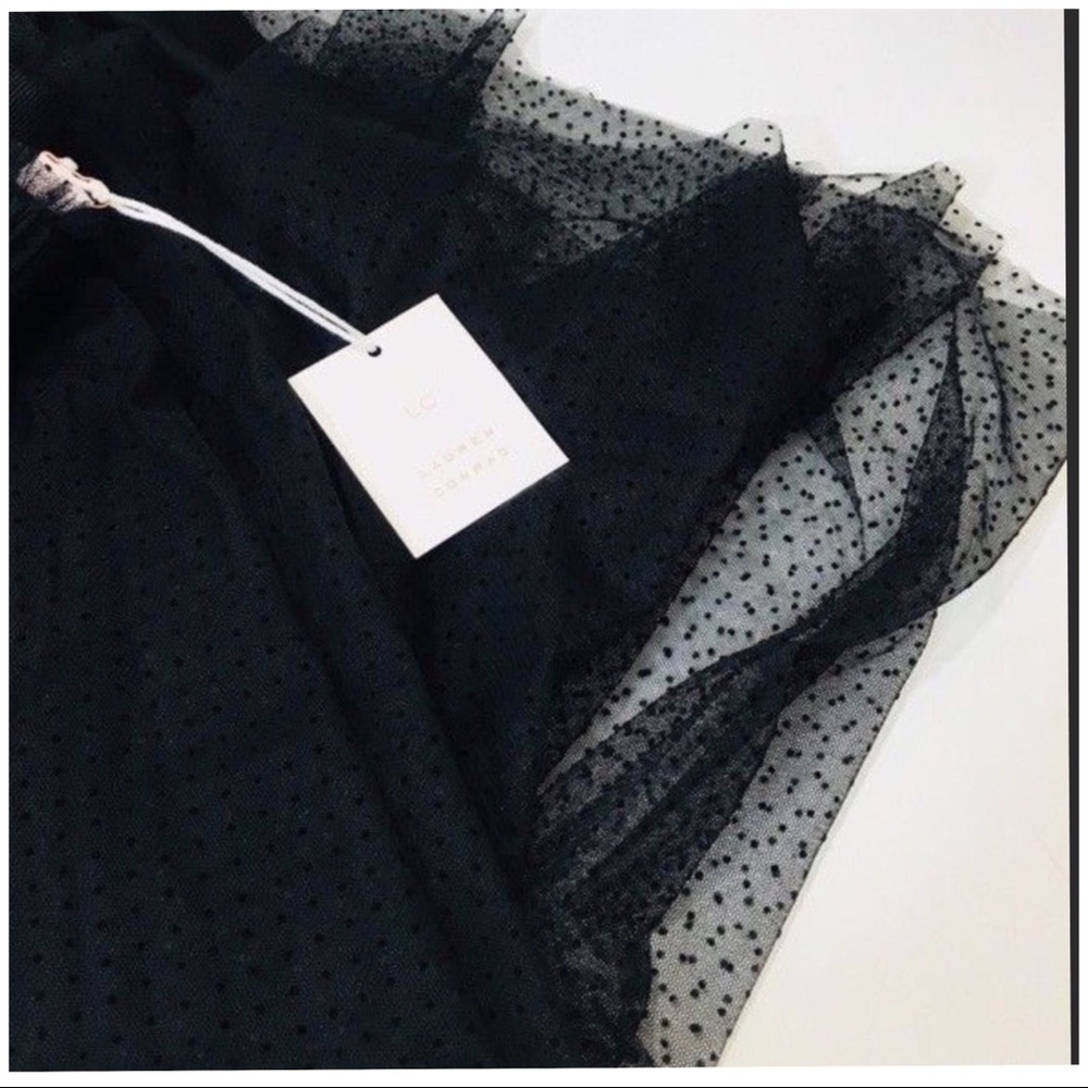 LC Lauren Conrad Black Flocked Tulle Midi Skirt - Picture 6 of 8